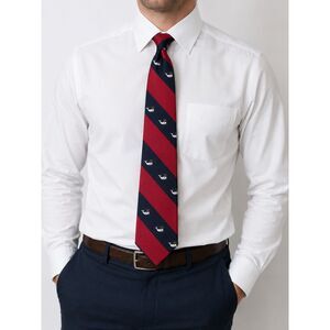 Country Clubs Whale Motif Red Navy Stripe Neck Tie Polyester Nautical Men's
